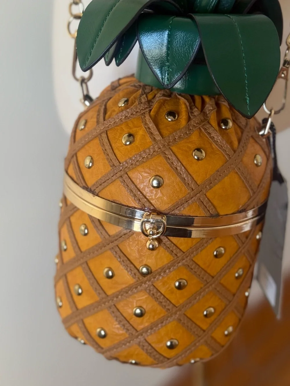 Diophy Pineapple-Shaped Crossbody Bag removable strap NWT